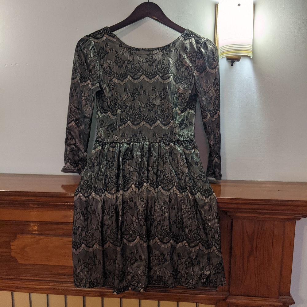 QED London Black and Nude Lace Dress